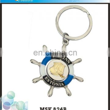 Charm Personalized Estonia Custom Round Shape Metal Spinner Keychain