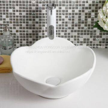 Good sale popular ceramic above tabletop special home decoration no hole design table flower shape bathroom sinks