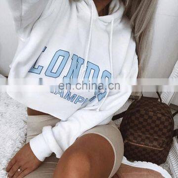 Women's Letter Printing Long Sleeve Hooded OEM Wholesale Autumn Explosion Style Slim Short Navel Sweatshirt Crop Hoodies photo-4