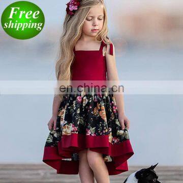 2019 summer Boho Kids Girls Dresses Floral Backless irregular children dress