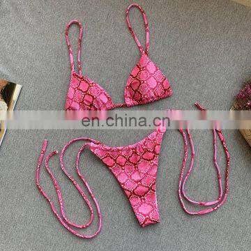New Sexy Brazilian Snake Print Bikini Set Women Bandage Sling Thong Beach Bikini Mujer Two Piece Padded Swimsuit photo-2
