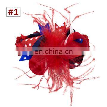 Girl Headband Hair Clips Independence Day Baby Hair Accessories With Fur 4Colors