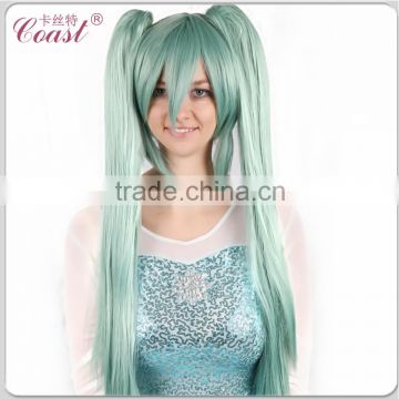 beauty long light blue two ponytail cosplay wig