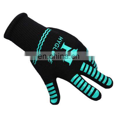 Custom Logo 1472F/800C Extreme Heat Resistant Antiskid Blue Grill Bbq Gloves