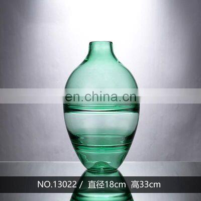Modern Nordic Regular Shape Green Colored Crystal Glass Vase For Home Decoration photo-3