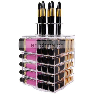 acrylic rotating lucite lipgloss holder makeup organizer acrylic spinning lipstick tower