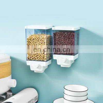 Cereal Dispenser Wall Mounted Container Storage Box Plastic Container Kitchen Double Wall Rice Dispenser Wall Mounted