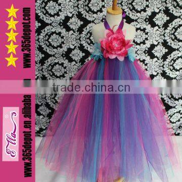 Angle Rainbow Dress With Big Flower Tulle Dress Whosesale