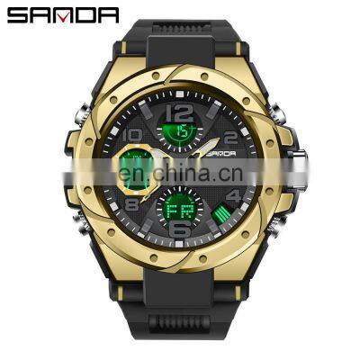 Sanda 6008 Relogio Masculino Sport Men's Watches Luminous Waterproof Analogue Digital Watches Men'S