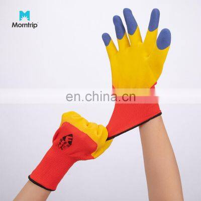 Factory Wholesale Breathable Latex Protective Gloves Dipped Anti-slip Reinforced Wear-resistant Safety Gloves