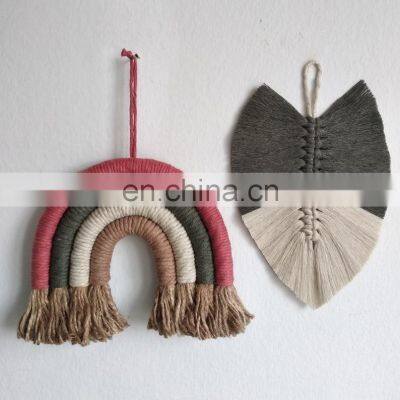 Hot Sale Macrame Rainbow and Leaf Handmade Wall Hanging Set, Baby Room Decor, Wall Hanging Decor photo-2