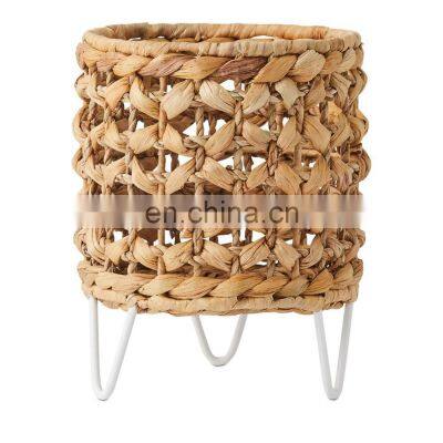 Hot Selling Water Hyacinth Plant stand planter holder Storage basket with metal legs wholesale