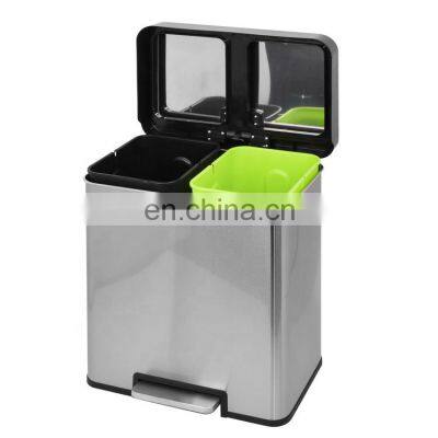 20L Two Case Inner Grid Household Standing Stainless Steel Recycle Trash Can
