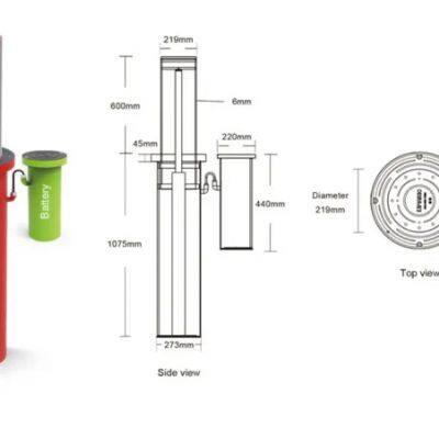 UPARK Коммерческие пешеходные улицы. Батарейный охранный столб-барьер из нержавеющей стали 304 SS. Автоматические гибкие барьерные столбы. photo-5