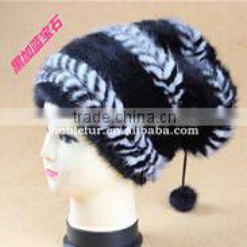 best selling Male mink furs pompom beanie Hats with baggy fur ball