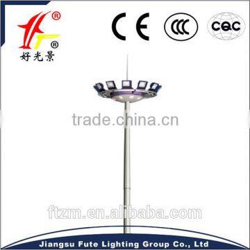 Customized octagonal 15~35 meter ultra brightness high mast lighting with LED lamps or HPS lamps & auto lifting system