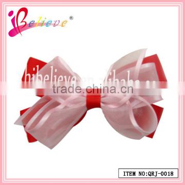 Latest design Valentine's day hair accessories wholesale organza pull bow ribbon for adult (QRJ-0018)