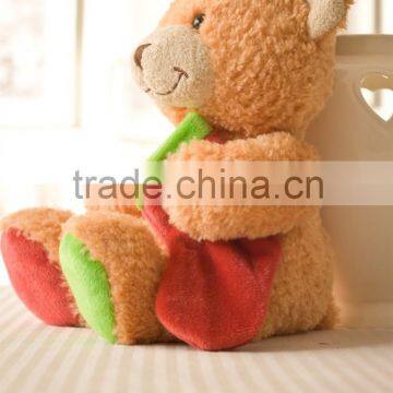 Plush Toy Bear With Christmas Hat and Sock/Sitting High 20cm Soft Chistmas Toy Teddy Bear /Stuffed Toy Light BrownTeddy Bear photo-3