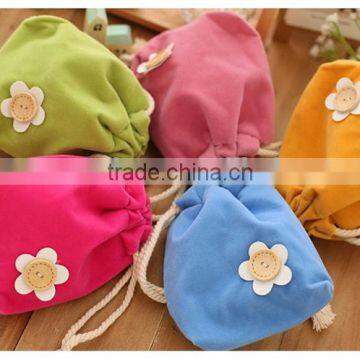 Lovely drawstring sanitary napkin orangizer bag coin storage bag cotton bag