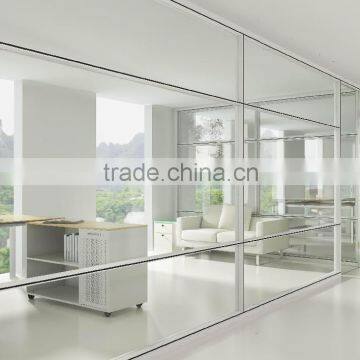 full glass office partition wall with aluminum frame