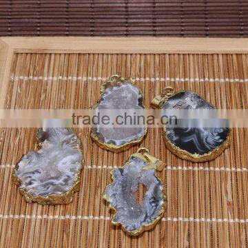 JF6384 Hot sale natural geode agate drusy druzy pendants