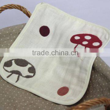 Muslin Cotton Baby Towel, mushroom Towel with 25X25CM