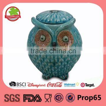 Owl Shape Reactive Stoneware Ceramic Canister