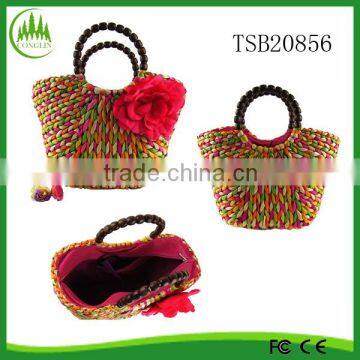 Hot New Products 2015 Fashion Women Straw Tote Bag Colorful Beach Bag