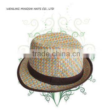 popular stylish mix color paper straw hat for lady with blokage printing