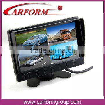 7 inch TFT-LCD Quad monitor with 4 video input can connect 4 camera at the same time