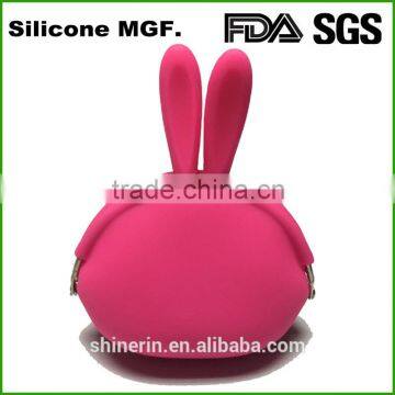 Rabbit desing OEM purse wallet promotion silicone Material rubber squeeze coin purse