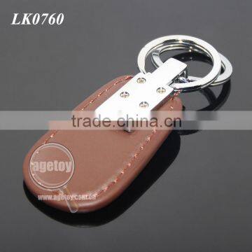 High Quality Men's Brown Leather Spring Buckle Zinc Alloy New Design Leather Keyring photo-4