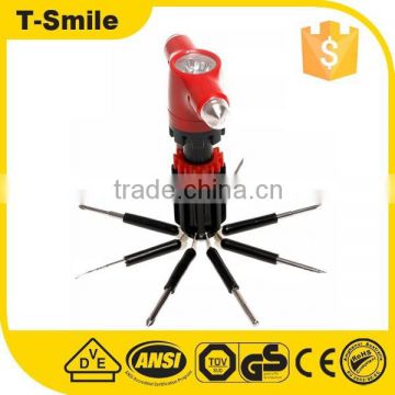 T-SMILE 8in1 Car Safety Hammer Flashlight Screwdriver Broken Windows Emergency Hammer