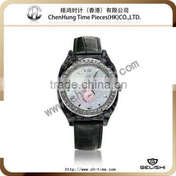 High grade leather band stainless steel back quartz quality elite watches