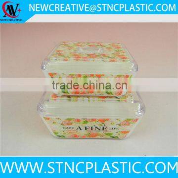 plastic salad bowl set with lid 2pcs 0.85+1.7L