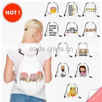 Brand New Hot Sale Custom 3D Print Emoji Polyester Cheap Drawstring Bag