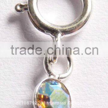 Nail piercing nail dangle 925 sterling silver / crystal iridescent