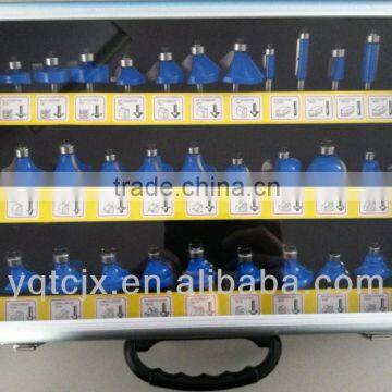 TC-035A 35PCS TCT Router Bit Set Quarter Inch In Aluminum Box With Transparent Window