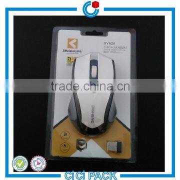 Wholesale 2016 office supplies pvc transparent plastic blister packing mouse blister with wireless