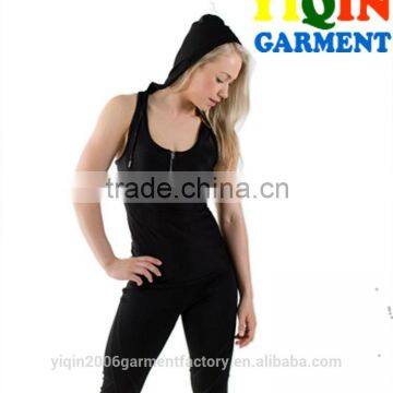 Black Womens Hooded Sport Tank Tops