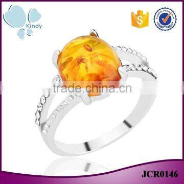 Less Than 1 Dollar Imitation Amber Jewelry Rhinestone Gemstone Finger Ring photo-2
