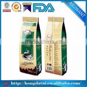 wholesale flat bottom side gusset stand up bag with zipper top for coffee packaging