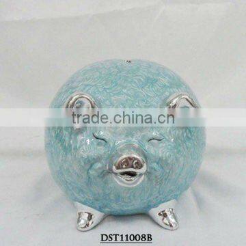 New design ceramic smiling pig silver money jar