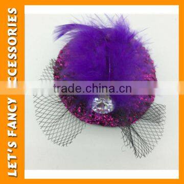 PGHD0690 Wholesale Mixed Color Mini Glitter Hats Feather Hair Clips for Kids photo-5