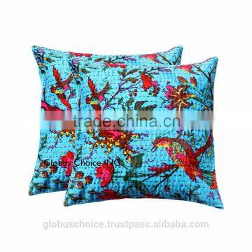 Indian Tree Floral Kantha Handmade Aft Decore Cushion Cover