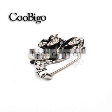 Fashion Jewelry Black Flower Rhinestone Brooches Pin Women Gift Dresses Hijab Scarf Apparel Accessories photo-4
