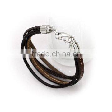 Dongguan Jewelry Factory Lobster Clasp Stainless Steel Bulk Leather Bracelet photo-2