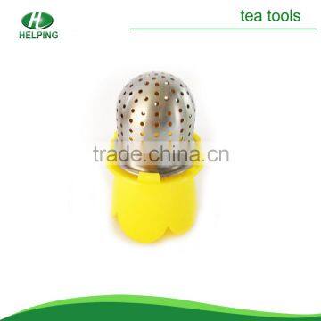 yelow lovely stainless steel plastic tea infuser