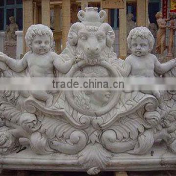 Naked baby wall relief sculpture marble stone hand carved for decoration from Vietnam