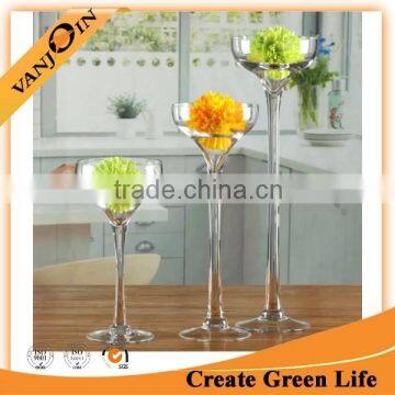 Clear Glass Building Footed Goblet Chalice Vase For Wedding Centerpieces